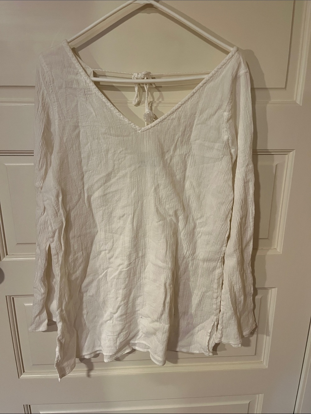 J. Crew Cream Gauze V-Neck Tunic Top